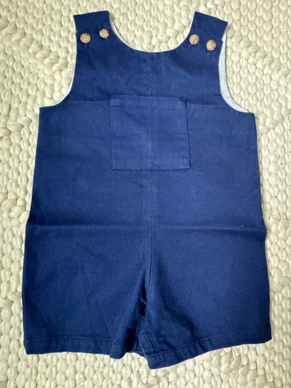 Classic Prep Navy Blue Boy’s Cotton Pique Short-all - Size 18-24m